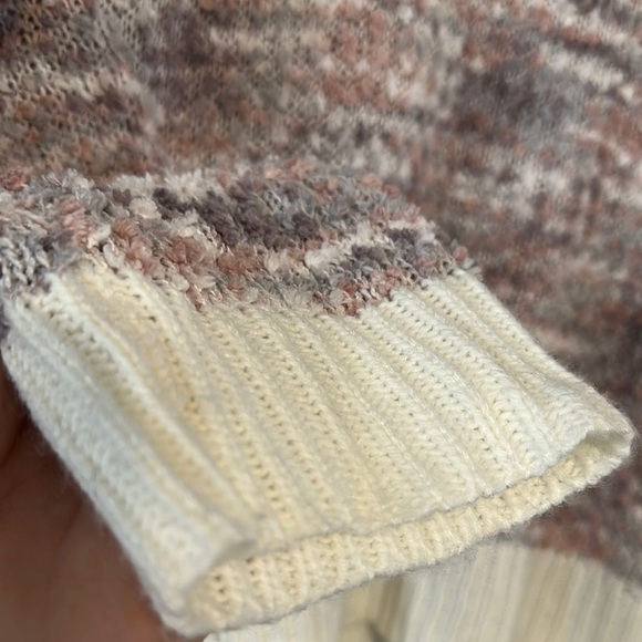 Maurices Gray, white and Pink V-Neck Hooded Sweater - Picture 6 of 9